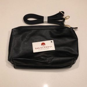 Black vegan leather cosmetics case / purse / pouch